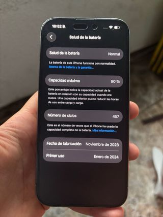 iPhone 15 Pro 90% salud batería