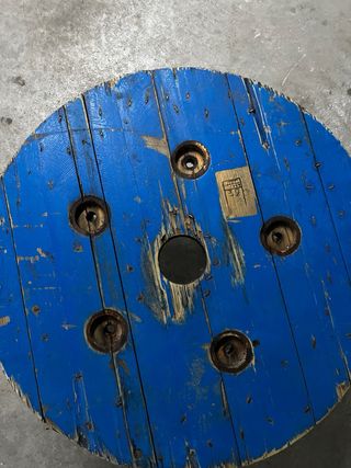 Mesa de madera azul rústica