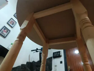 Mesa camilla redonda madera y cristal