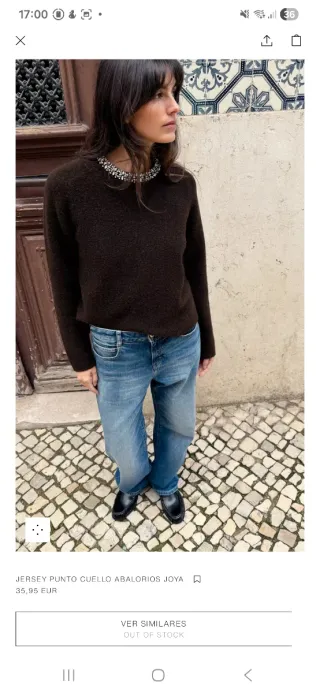 Jersey Zara cuello abalorios S