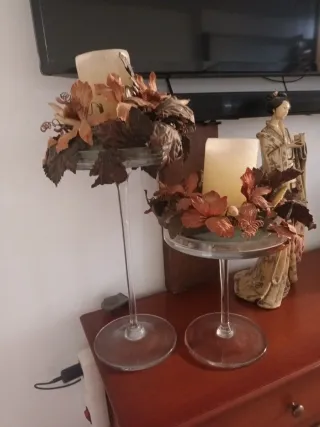 Candelabros de cristal con decoración