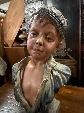 Scultura in terracotta fanciullo firmata