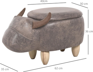 Pouf Contenitore a Forma di Bufalo, Pouf Moderno d
