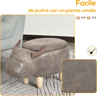 Pouf Contenitore a Forma di Bufalo, Pouf Moderno d