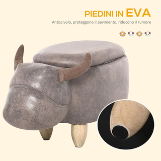 Pouf Contenitore a Forma di Bufalo, Pouf Moderno d