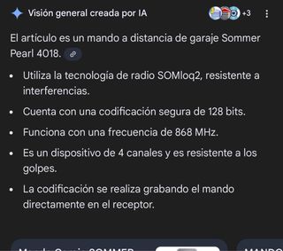 Mando garaje SOMMER Pearl