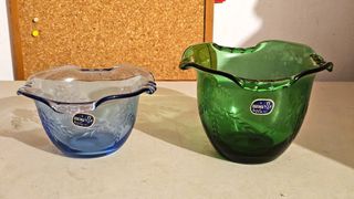 Set 2 Vasi Vetro Bohemia Blu e Verde