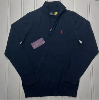 Camisola Polo Ralph Lauren malha fecho azul