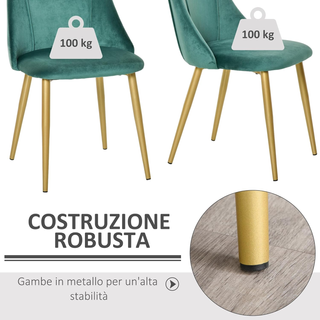 Set 2 Sedie da Pranzo Imbottite Moderne con Rivest