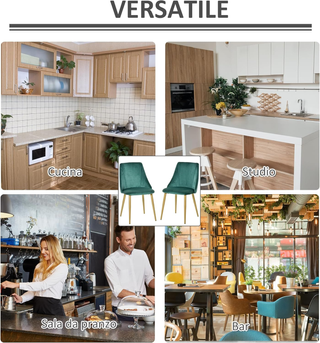 Set 2 Sedie da Pranzo Imbottite Moderne con Rivest