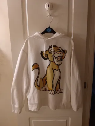 Sudadera Blanca con Dibujo de León