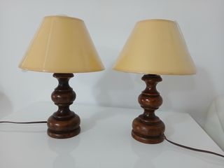 Coppia Lampade da Tavolo in Legno