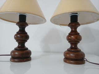 Coppia Lampade da Tavolo in Legno