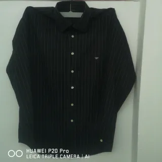 Camisa Armani Jeans Hombre Negra Rayas