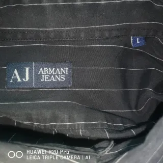 Camisa Armani Jeans Hombre Negra Rayas
