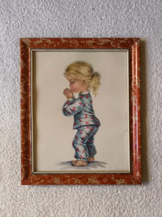 2 CUADROS ANTIGUOS: INMACULADA Y NIÑA REZANDO