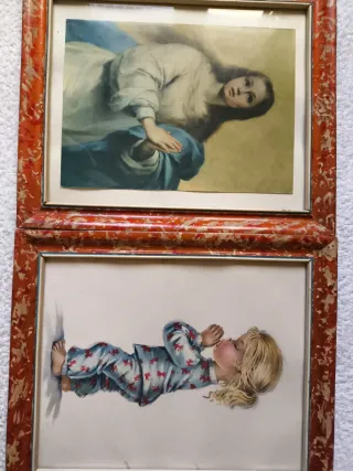 2 CUADROS ANTIGUOS: INMACULADA Y NIÑA REZANDO