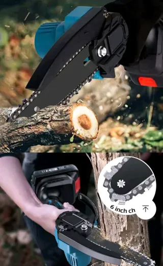 Mini motosierra 6 pulgadas con 2 baterías Lithium