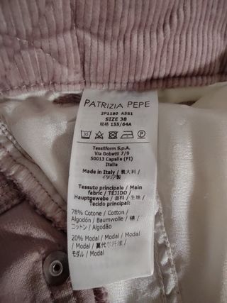 Patrizia Pepe pantalone velluto coste rosa tg 38