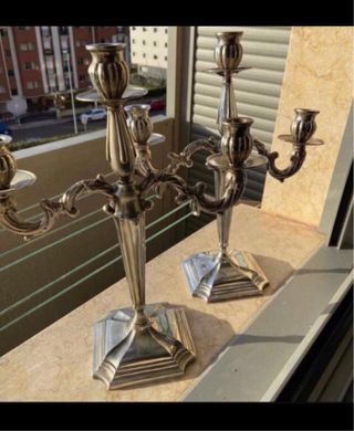 Candelabros Alpaca Plateada para 3 velas