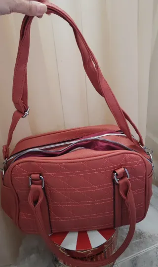 Bolso coral doble cremallera