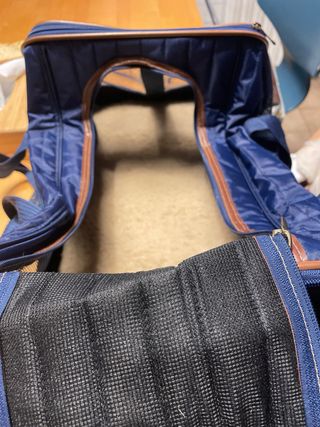 Trasportino tessuto cane/gatto blu