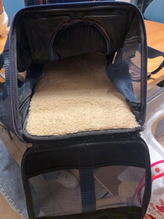 Trasportino tessuto cane/gatto blu