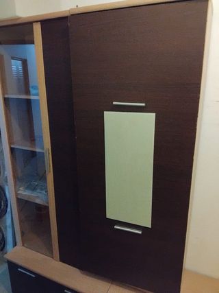 Mueble de salón, set completo madera y cristal