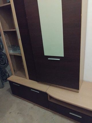 Mueble de salón, set completo madera y cristal