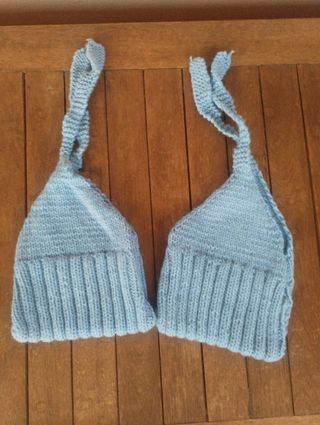 Babucce lana azzurre fatte a mano