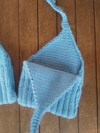 Babucce lana azzurre fatte a mano