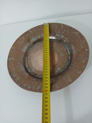 Antico Piatto Vassoio Decorativo in Rame Martellat