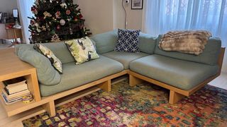 Divano 4 posti tessuto sfoderabile + libreria