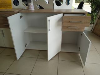 Aparador Blanco/Cambria 3 Puertas + 2 Cajones