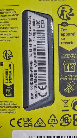 Memoria Corsair DDR5 32GB (2x16GB) 6400MHz