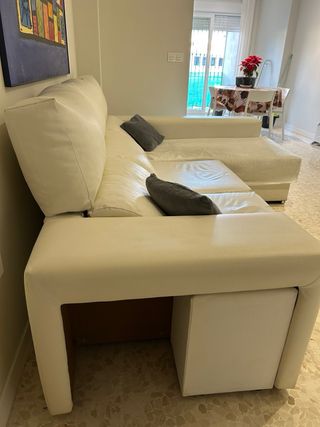 Chaiselongue polipiel blanco y gris