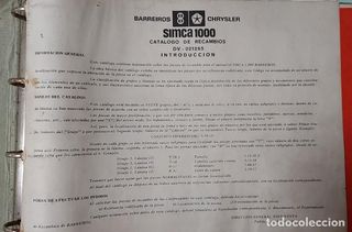 Catálogo Recambios Simca 1000 Barreiros Chrysler