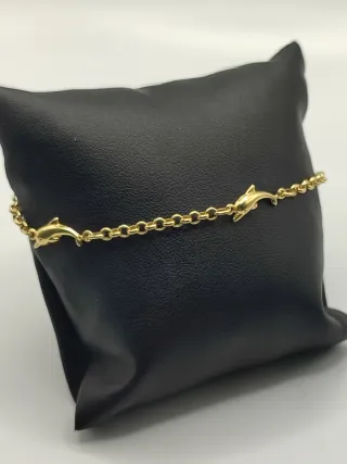 00578 Pulsera oro 18k eslabones delfines
