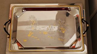 Vassoio elegante oro e argento