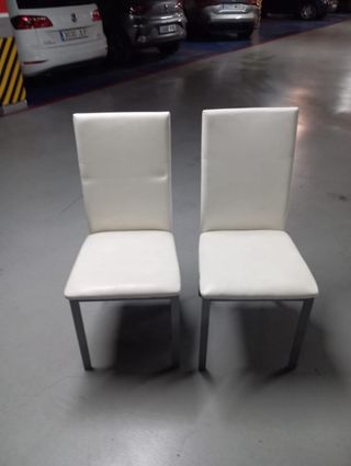 Mesa salón blanca y 6 sillas blancas