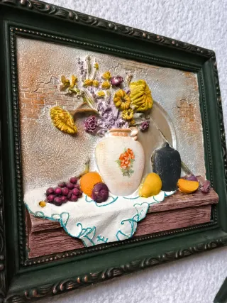 2 CUADROS MADERA 3D RELIEVE COLGAR BODEGA COCINA