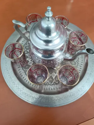 Juego Té Marroquí Tetera 6 Vasos Bandeja