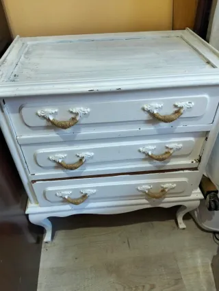 Cajonera antigua 3 cajones madera y yute