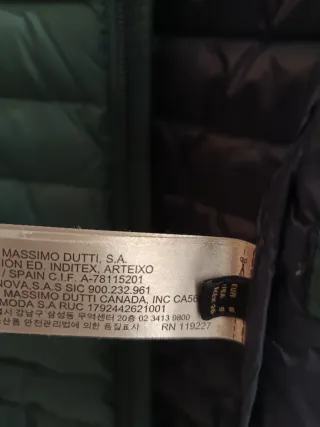 Plumífero Massimo Dutti Verde Talla S