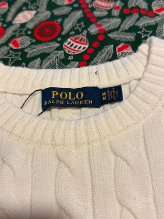 Jersey Polo Ralph Lauren Cable Knit blanco