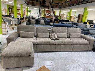 Sofá Chaise Longue Gris Tela