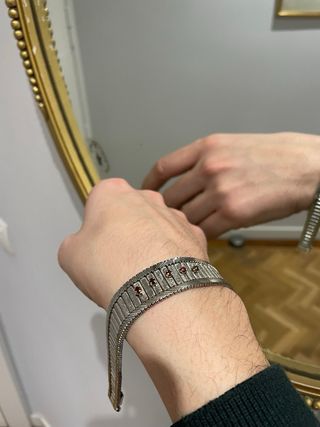 Pulsera Vintage Plata y Oro con Rubíes
