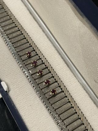 Pulsera Vintage Plata y Oro con Rubíes