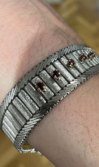 Pulsera Vintage Plata y Oro con Rubíes