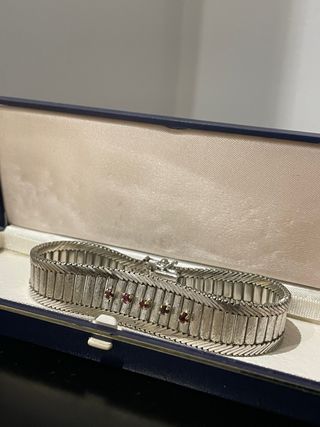 Pulsera Vintage Plata y Oro con Rubíes